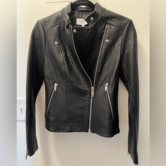 Reiss Luella Texture Leather Biker Jacket. Size 2 - Picture 7 of 14